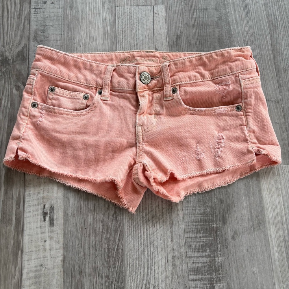 Women’s Orange Denim Cutoff Shorts